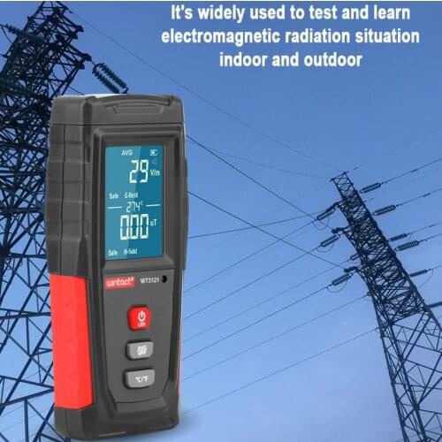 Portable Digital Electromagnetic Radiation Detector LCD Electric Magnetic Field EMF Meter Frequency Tester Indicator Data Lock