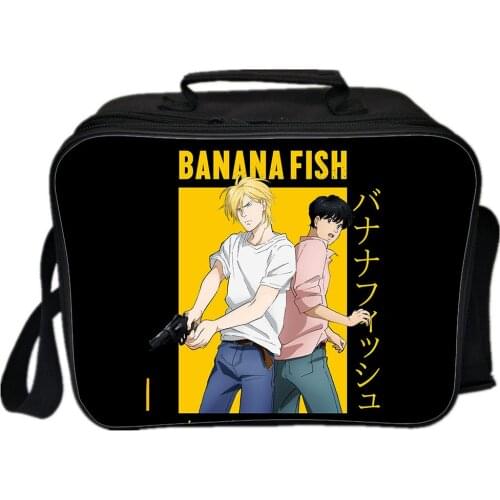 Anime Banana Fish Portable Lunch Bag Thermal Insulated Lunch Box Handbag Bento Pouch Dinner Container School Food Storage Bags