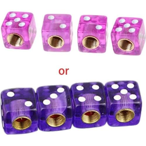 B36F 4pcs Dice Shape Car Wheel Tire Air Valve Stem Cover Dust Cap Bicycle Valve