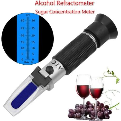 Handheld Alcohol Refractometer Sugar Wine Concentration Meter Densimeter 0-32% Alcohol Beer 0-32% Brix Grapes ATC