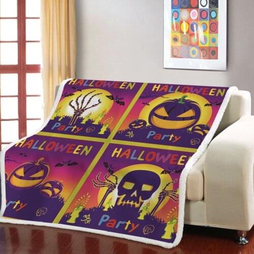 Halloween Pumpkin Castle Blanket Funny Bat Ghost Print Wool Blanket Home Textile 3D-printed Adult Throw Blanket