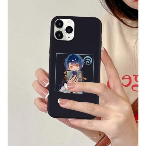 Genshin Impact Anime Silicone Phone Case For iPhone 11 12 Pro Max XR X XS 8 7 6S Plus SE20 Black Soft TPU Cover Cute Matte Coque