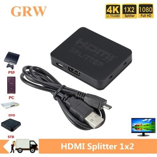 Grwibeou 4K HDMI Splitter 1 Input 2 Output HDMI Switch Switcher HDMI Splitter Converter Dual Display For DVD HDTV Computer