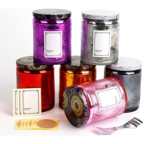 DIY Candle Cup Glass Soy Wax Bottles Pot Empty Aromatherapy Candle Jars Colorful Big Container