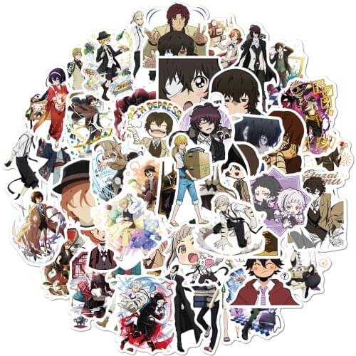 10/30/50pcs Bungo Stray Dogs Anime Stickers Cartoon PVC Graffiti Decals Skateboard Suitcase Luggage Car Waterproof Kid Sticker
