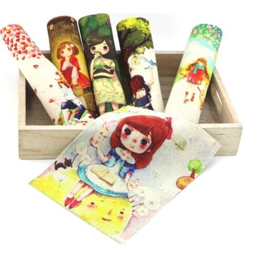15*20cm Girl Hand Dyed Fabric Cotton Canvas DIY Patchwork Cloth Digital Printing Cloth Home Decora Handmade Purse Material D30