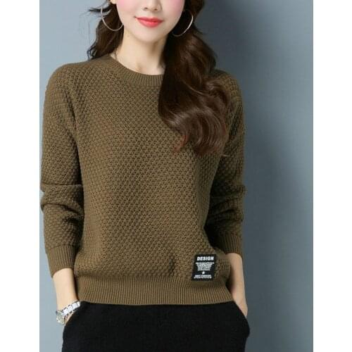 Womens Spring and Autumn New Knitwear Loose Korean-Style round Neck Fashion All-match Hollow-out Bottoming Shirt