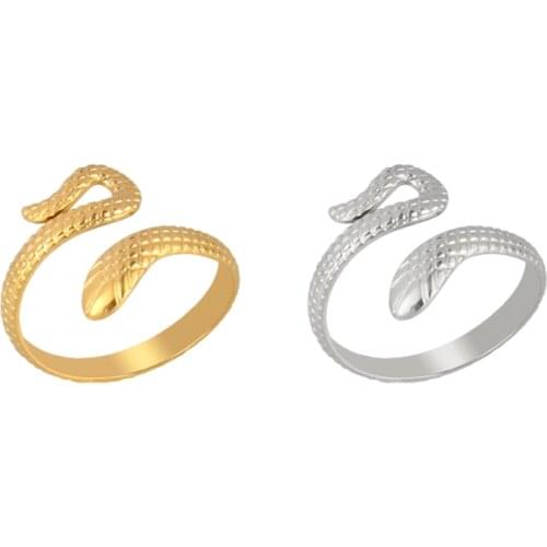 Snake Ring Womens Stainless Steel Ring Statement Geometry Rings Punk Open Finger Rings For Women Gold Color Jewelry Rings
