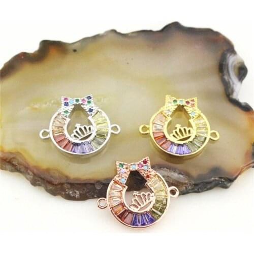 16*15mm 20pcs/lot fashion cz charm connector,colorful cubic zircon micro pave charm connector,multicolor cz jewelry accessories