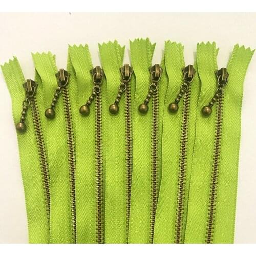 5pcs green 3# (20-50cm) 8-20inch Round bead modeling copper zipper metal zipper