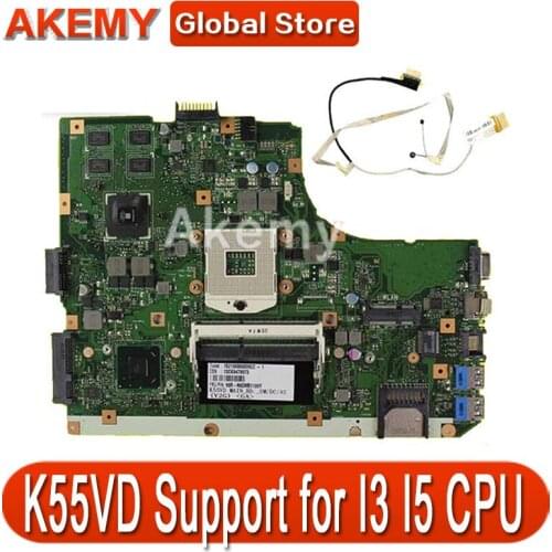 AK K55VD Laptop motherboard for ASUS K55VD K55A A55VD F55VD K55V K55 Test original mainboard Support for I3 I5 CPU