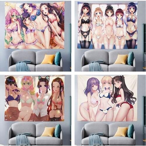 Anime Sexy Girl Tapestry Japan Anime Wall Hanging Kawaii Lovely Wall Boys Girls Dormitory Bedroom Home For Home Decor Coupons