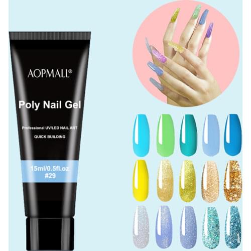 AOPMALL® Summer Beach 15colors Poly Nail Gel Quick Extend Finger Nail Art Builder Gel All For Manicure Extension Acryl UV Gel