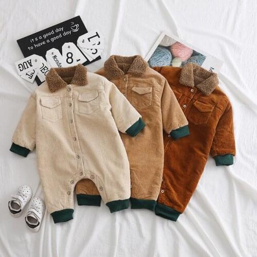Baby Kids Rompers Winter High Quality Corduroy Thickening One-Pieces for Girls Boys Bodysuits Fashion Warm Newborn Baby Clothes