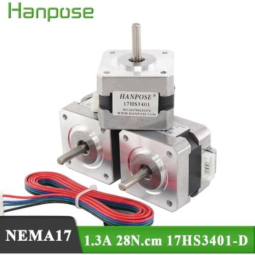 For 3D printer 3pcs / lots 17HS3401-D 4-lead Nema17 Stepper Motor free shipping 42 motor 42BYGH 1.3A CE ROSH ISO CNC