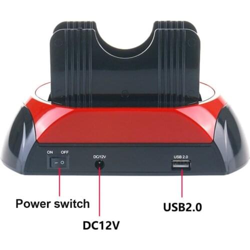 HDD Docking Station Dual Bay Internal Hard Disk Drive Case for 2.5/3.5 inch SATA USB 2.0 to IDE HDD Hard Enclosure Case