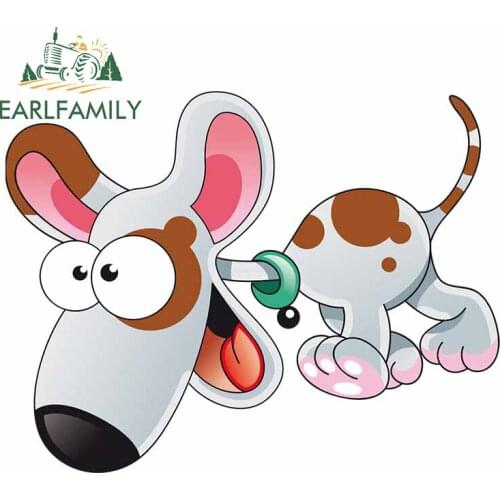EARLFAMILY 13cm x 10.2cm for Cartoon pet dog Car Sticker Waterproof Creative Motorcycle Decoration Graffiti Stickers Vinyl Decal