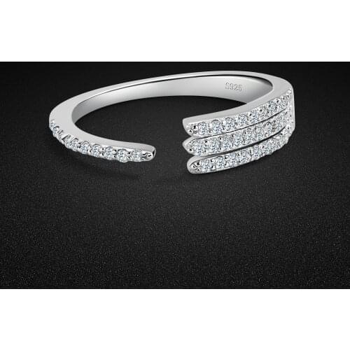 Fine Jewelry Звенеть Womens 100% 925 Silver Ring Boble Zircon Inlaid With Gypsophila Open Ring Adjustable Charm Wedding Ring