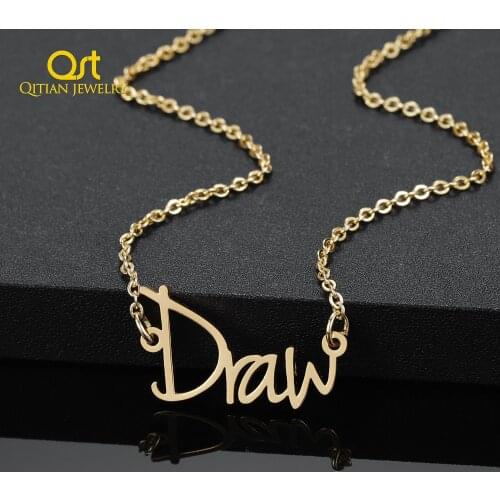 Personalized Necklace Stainless Steel jewelry Gold Silver Rose Gold Nameplate Chain With Pendant Birthday Gifts For Women