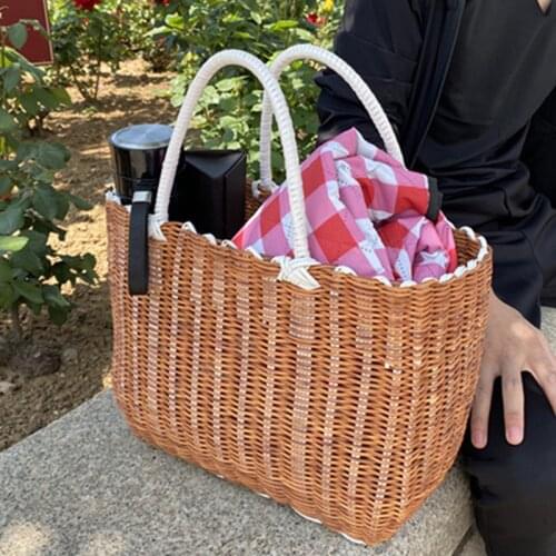 Handmade Basket with Handle Camping Picnic Basket for Wine Flower Shopping Storage Hamper Kitchen Organizer Home Decor SAL99