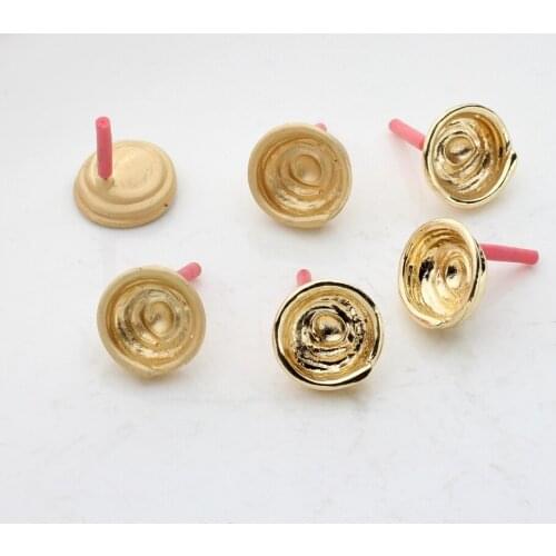 Golden Zinc Alloy Round Bowl-shaped Earrings Round Connector 6pcs/lot 16mm For DIY Fashion Earrings Jewelry Making Accessories
