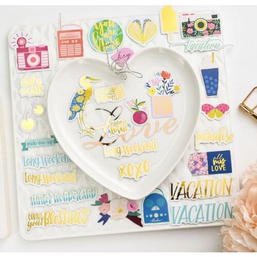 KSCRAFT Summer Vacation Colorful Cardstock Die Cuts for DIY scrapbooking/photo album/ Planner Decoration Crafts