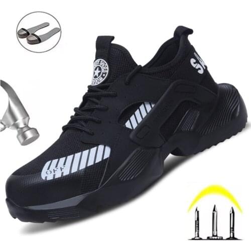 New Lightweight and Breathable Casual Fly-woven Mesh Anti-smashing Work Safety Shoes Mens Puncture-proof Protective Shoes