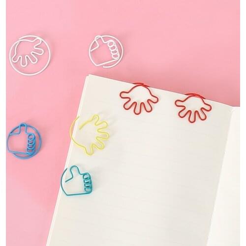 TUTU 20 pcs/pack cute coloful gestures Paper Clips Kawaii Stationery Metal Clear Binder Clips Photos Tickets Notes Letter H0473