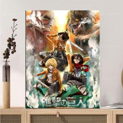 Modular Picture Attack On Titan Canvas Painting Hd Prints Fight Anime Character Home Decor Poster Wall Art For Living Room Frame