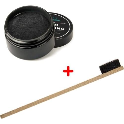 Natural Teeth Whitening Whitener Activated Organic Charcoal Powder Polish Teeth Clean Strengthen Enamel + Bamboo Toothbrush