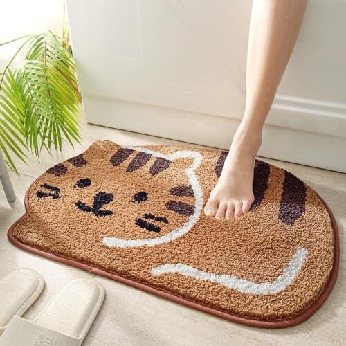 Cartoon Cat Modeling Water Absorption Bath Mat Anti-slip Bathroom Mat Living Room Bedroom Toilet Polyester Fiber Floor Carpet