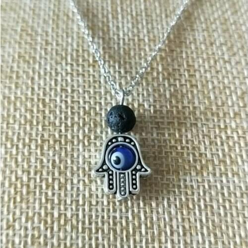 New Hand Palm Pendant Black Lava Stone Bead Aromatherapy Essential Oil Perfume Diffuser Necklace Jewelry Women Gift