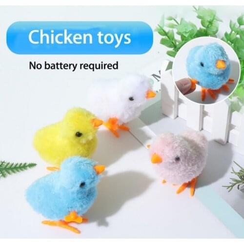Plush Cat Toys Cute Plush Clockwork Chicken Cat Dog Toy Wind Up Chick Jumping Chicken Toy Cat Interactive Training Toy