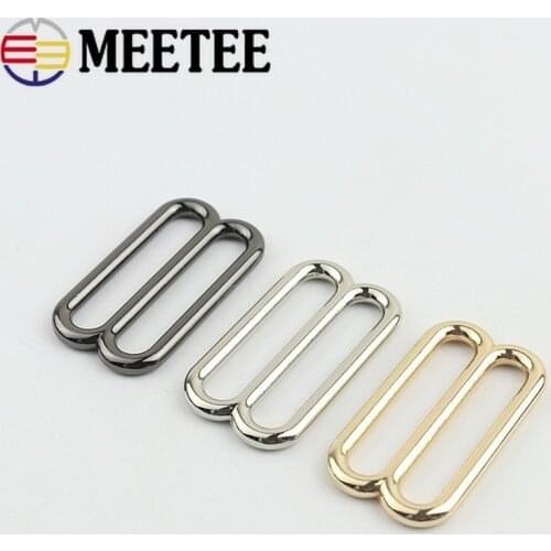Meetee 5/10pc 20/25/32/38mm Metal Belt Buckles O D Ring Tri-Glide Bra Webbing Adjust Buckle Bag Strap Garment Sewing Accessories