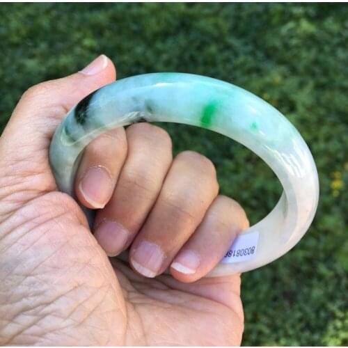 Certified Natural Grade A green-lavender jadeite jade bangle bracelet 56--60mm L343