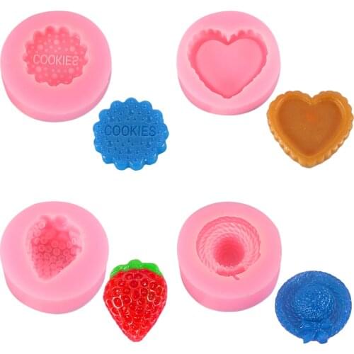 Cookies Heart Strawberry Straw Hat Silicone Mold Cake Decorating Tools Cookies Jelly Pudding Fondant Chocolate Candy Soap Mould