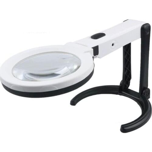 Desktop Handheld with 10 LED Light Magnifier 110V/220V Universal Foldable Magnifier (European / American Standard Plug)