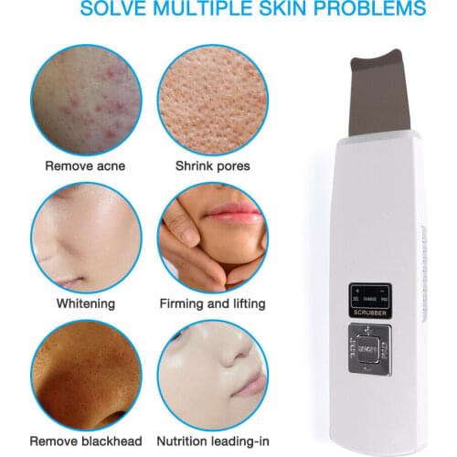 Ultrasonic Skin Scrubber Facial Deep Cleaning Machine Ultrasound Face Cleaner Blackhead Removal Skin Lifting Peeling Beauty Care