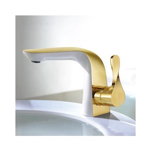High quality Basin faucet brass unique design bathroom faucet luxury single lever gold and white sink faucet basin faucet