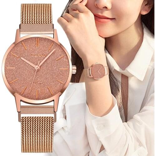 YOLAKO Brand Casual Womens Watch Alloy Strap Magnetic Buckle Fashion Frosted Dial Temperament Quartz Watches Relogio Feminino