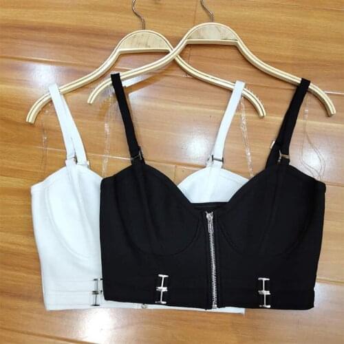 Sexy women bandage Top sleeveless spaghetti strap zip V neck women top mini sexy party evening celebrity dresses