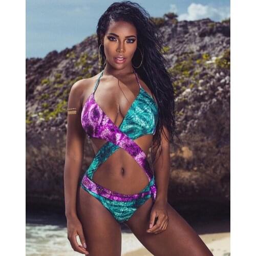 2021 Summer Hollow Out Young Beach One Piece Outspoken Swimwear Sexy Fashion Halter Sleeveless Elastic Women Slim Bodysuits