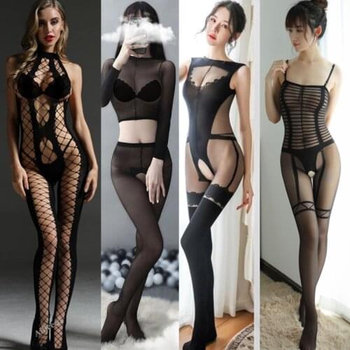 Women Sexy Lingerie Full Body Stockings Large Size Transparent Babydoll Erotic Lingerie Teddies Catsuits Lenceria Sexy Costumes
