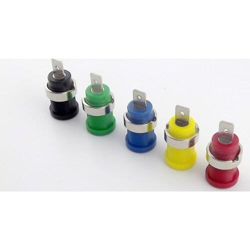 10pcs 4mm Banana Jack Socket Binding Post Step type Panel Mount Test Probe Adapter 5 Colors Black/Red/Yellow/Green/Blue