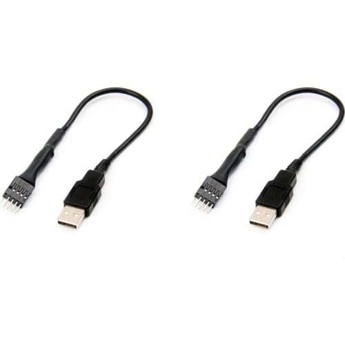 2Pcs 20cm 9 Pin Male to External USB a Male PC Mainboard Internal Data Extension Cable