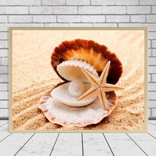 5D DIY diamante redondo pintura concha de diamantes de imitación bordado decoración punto de cruz decoración de la sala de estar