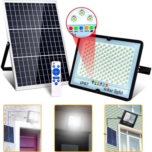 Aluminum 300W Solar Light Outdoor Remote Control Waterproof For Garden Landscape Spotlight Wall Solar Powered Flood Lamp 2021