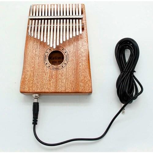 17 Keys EQ kalimba Mahogany Thumb Piano Link Speaker Electric Pickup Cable 17 keys Solid Wood Kalimba Musical Instrument