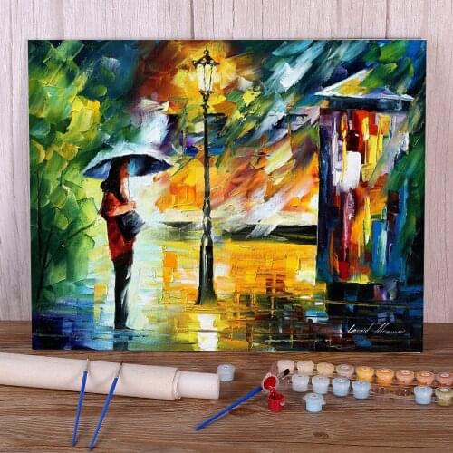 Oil Painting Style Bus Stop DIY Painting By Numbers Complete Kit Oil Paints 50*70 Painting On Canvas Decorative Drawing