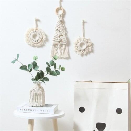 Handmade Macrame Christmas Ornament Cotton Snowflake Wreath Wall Christmas Tree hanging Home Boho Xmas Party Wedding decoration